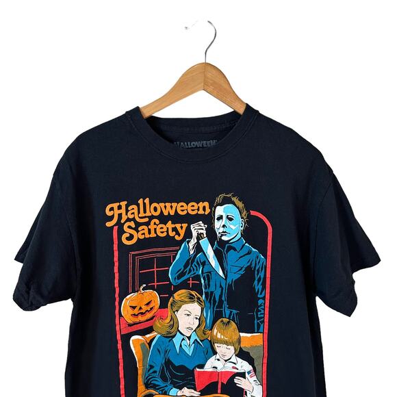 Men's Halloween Print Crew Neck Short Sleeve T Shirt Black Size Large - Picture 3 of 6